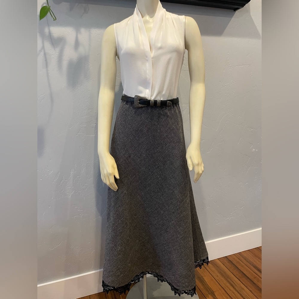 Coldwater Creek lace trim, midi A-Line Skirt size XS